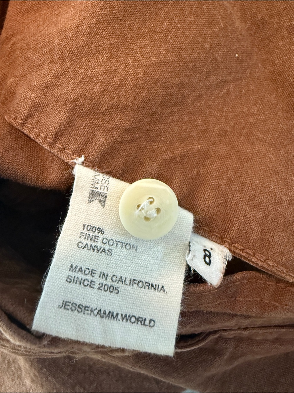 Jesse Kamm Sailor Pants Brown Tobacco Cotton Canvas Wide Leg - Picture 5 of 5